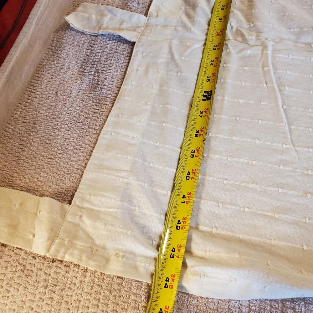 Modulus 100% Cotton Cream Clip Dot Striped Tab Top Curtain Panel 108x44 India